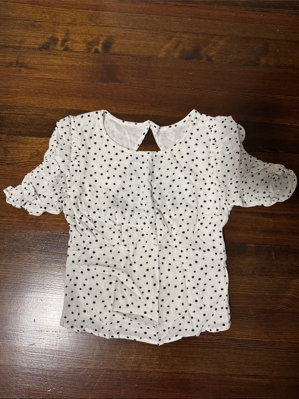 Abercrombie & Fitch White Polka Dot Puff Sleeve Blouse